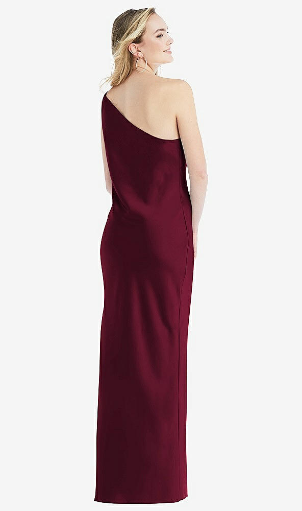 Back View - Cabernet One-Shoulder Asymmetrical Maxi Slip Dress