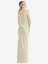 Rear View Thumbnail - Champagne One-Shoulder Asymmetrical Maxi Slip Dress