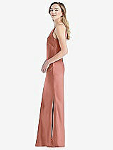 Side View Thumbnail - Desert Rose One-Shoulder Asymmetrical Maxi Slip Dress