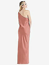 Rear View Thumbnail - Desert Rose One-Shoulder Asymmetrical Maxi Slip Dress
