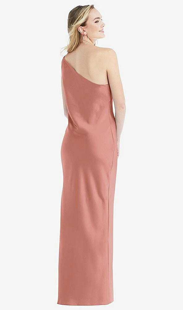 Back View - Desert Rose One-Shoulder Asymmetrical Maxi Slip Dress