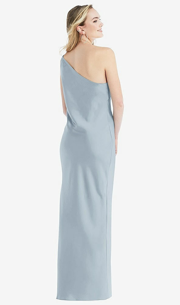 Back View - Mist One-Shoulder Asymmetrical Maxi Slip Dress