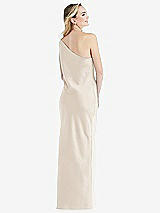 Rear View Thumbnail - Oat One-Shoulder Asymmetrical Maxi Slip Dress