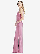 Side View Thumbnail - Powder Pink One-Shoulder Asymmetrical Maxi Slip Dress