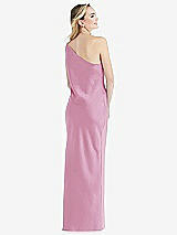 Rear View Thumbnail - Powder Pink One-Shoulder Asymmetrical Maxi Slip Dress