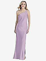 Front View Thumbnail - Pale Purple One-Shoulder Asymmetrical Maxi Slip Dress