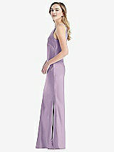 Side View Thumbnail - Pale Purple One-Shoulder Asymmetrical Maxi Slip Dress