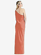 Rear View Thumbnail - Terracotta Copper One-Shoulder Asymmetrical Maxi Slip Dress
