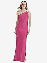 Front View Thumbnail - Tea Rose One-Shoulder Asymmetrical Maxi Slip Dress