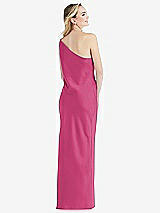 Rear View Thumbnail - Tea Rose One-Shoulder Asymmetrical Maxi Slip Dress