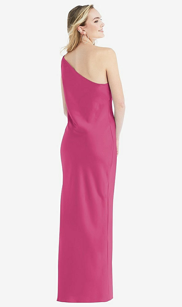 Back View - Tea Rose One-Shoulder Asymmetrical Maxi Slip Dress