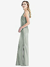 Side View Thumbnail - Willow Green One-Shoulder Asymmetrical Maxi Slip Dress