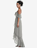 Side View Thumbnail - Chelsea Gray Off-the-Shoulder Ruffled High Low Maxi Dress