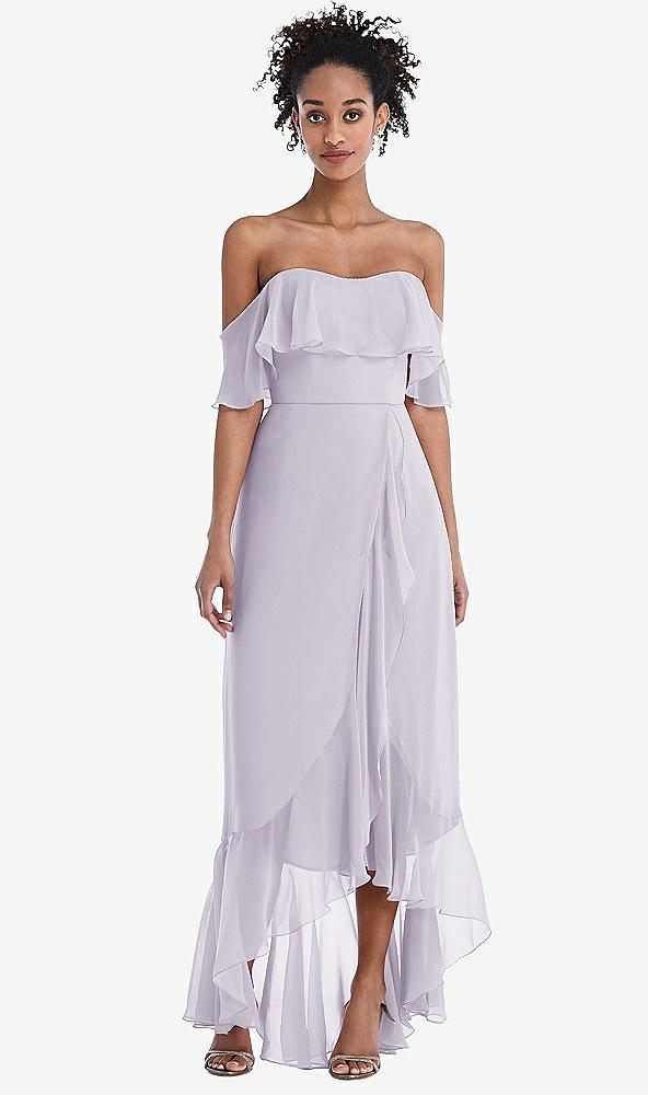 Front View - Moondance Off-the-Shoulder Ruffled High Low Maxi Dress