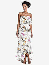 Alt View 1 Thumbnail - Butterfly Botanica Ivory Off-the-Shoulder Ruffled High Low Maxi Dress