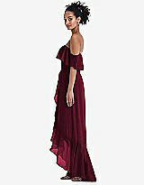 Side View Thumbnail - Cabernet Off-the-Shoulder Ruffled High Low Maxi Dress
