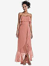 Alt View 1 Thumbnail - Desert Rose Off-the-Shoulder Ruffled High Low Maxi Dress