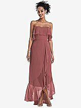 Alt View 1 Thumbnail - English Rose Off-the-Shoulder Ruffled High Low Maxi Dress