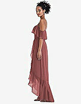 Side View Thumbnail - English Rose Off-the-Shoulder Ruffled High Low Maxi Dress