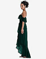 Side View Thumbnail - Evergreen Off-the-Shoulder Ruffled High Low Maxi Dress