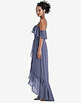 Side View Thumbnail - French Blue Off-the-Shoulder Ruffled High Low Maxi Dress