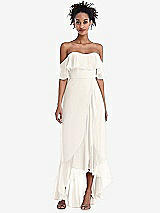 Front View Thumbnail - Ivory Off-the-Shoulder Ruffled High Low Maxi Dress
