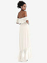 Rear View Thumbnail - Ivory Off-the-Shoulder Ruffled High Low Maxi Dress
