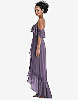 Side View Thumbnail - Lavender Off-the-Shoulder Ruffled High Low Maxi Dress