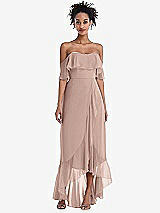 Front View Thumbnail - Neu Nude Off-the-Shoulder Ruffled High Low Maxi Dress
