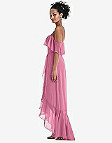 Side View Thumbnail - Orchid Pink Off-the-Shoulder Ruffled High Low Maxi Dress