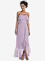 Alt View 1 Thumbnail - Pale Purple Off-the-Shoulder Ruffled High Low Maxi Dress