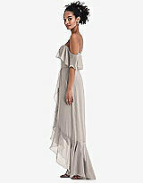 Side View Thumbnail - Taupe Off-the-Shoulder Ruffled High Low Maxi Dress