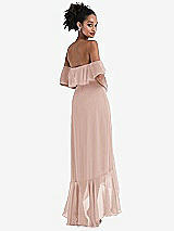Rear View Thumbnail - Toasted Sugar Off-the-Shoulder Ruffled High Low Maxi Dress