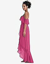 Side View Thumbnail - Tea Rose Off-the-Shoulder Ruffled High Low Maxi Dress