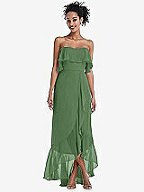 Alt View 1 Thumbnail - Vineyard Green Off-the-Shoulder Ruffled High Low Maxi Dress