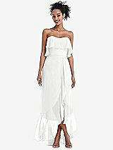 Alt View 1 Thumbnail - White Off-the-Shoulder Ruffled High Low Maxi Dress