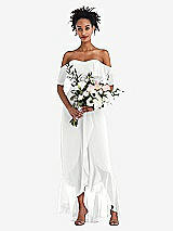 Alt View 2 Thumbnail - White Off-the-Shoulder Ruffled High Low Maxi Dress