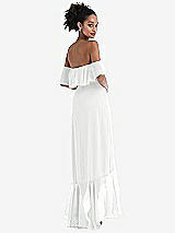Rear View Thumbnail - White Off-the-Shoulder Ruffled High Low Maxi Dress