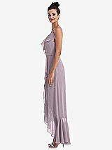 Side View Thumbnail - Lilac Dusk Ruffle-Trimmed V-Neck High Low Wrap Dress