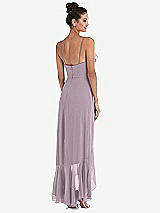 Rear View Thumbnail - Lilac Dusk Ruffle-Trimmed V-Neck High Low Wrap Dress