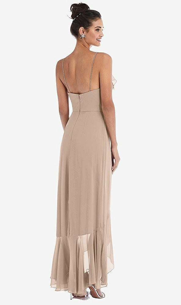 Back View - Topaz Ruffle-Trimmed V-Neck High Low Wrap Dress