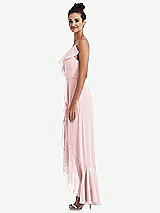 Side View Thumbnail - Ballet Pink Ruffle-Trimmed V-Neck High Low Wrap Dress