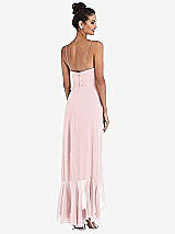 Rear View Thumbnail - Ballet Pink Ruffle-Trimmed V-Neck High Low Wrap Dress