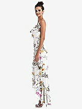 Side View Thumbnail - Butterfly Botanica Ivory Ruffle-Trimmed V-Neck High Low Wrap Dress