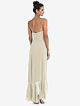 Rear View Thumbnail - Champagne Ruffle-Trimmed V-Neck High Low Wrap Dress