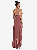Rear View Thumbnail - English Rose Ruffle-Trimmed V-Neck High Low Wrap Dress