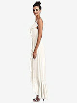 Side View Thumbnail - Ivory Ruffle-Trimmed V-Neck High Low Wrap Dress