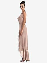 Side View Thumbnail - Neu Nude Ruffle-Trimmed V-Neck High Low Wrap Dress