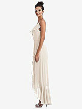 Side View Thumbnail - Oat Ruffle-Trimmed V-Neck High Low Wrap Dress