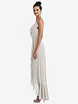 Side View Thumbnail - Oyster Ruffle-Trimmed V-Neck High Low Wrap Dress